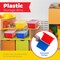 4E's Novelty Plastic Storage Bins with Lids, 5 Qt, 3 Pack, Colorful Plastic Cubby Storage Bins, Stackable Organizer Cubbies for Classroom or Home (11.4" x 7.75" x 5")